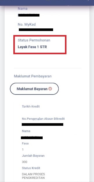 Cara Semakan STR Fasa 3