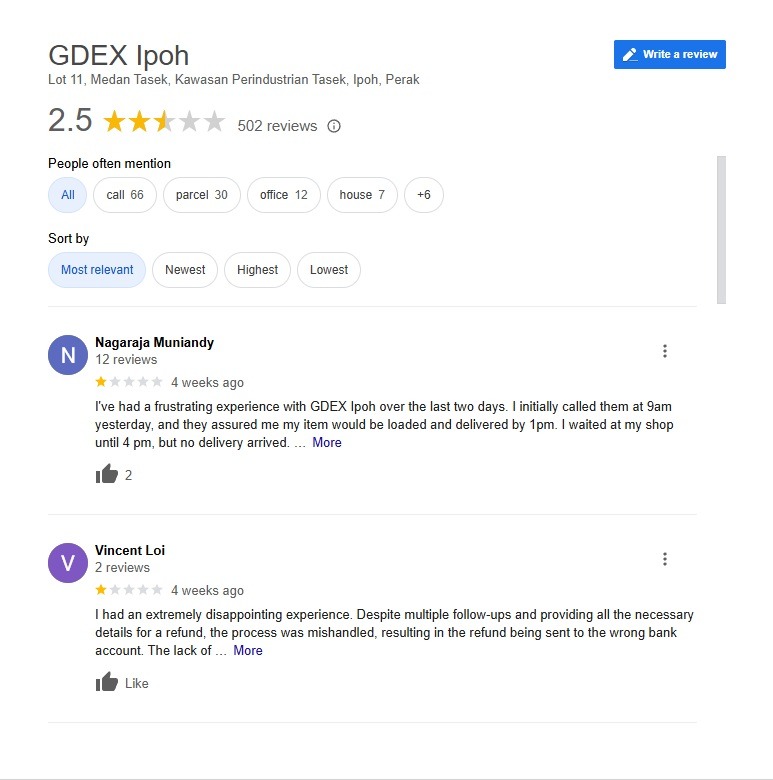 GDEX Ipoh Alamat, Waktu Operasi Dan No Telefon