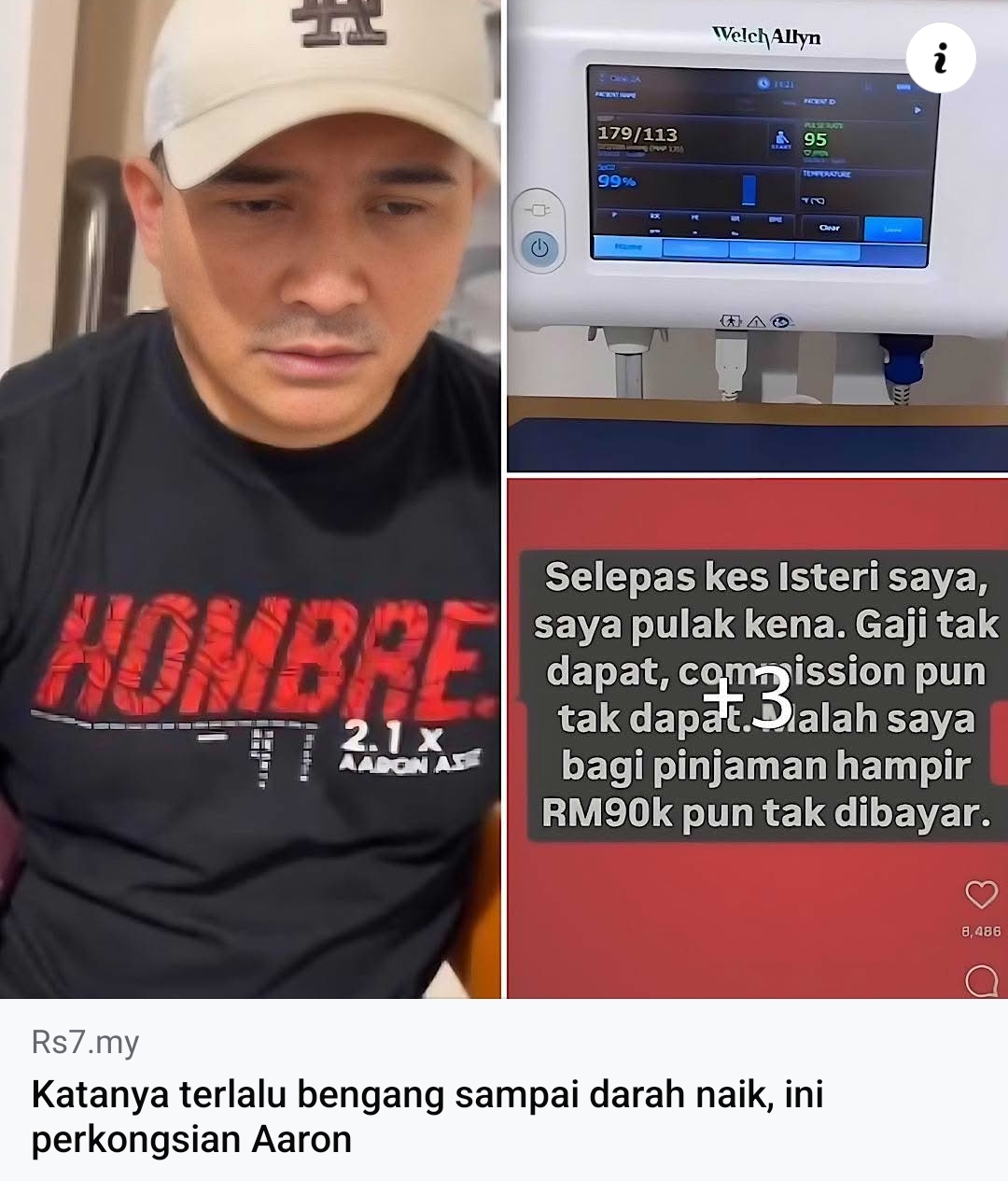 Tekanan darah tinggi cecah sampai 179, Aaron Aziz di bawa ke hospital ...