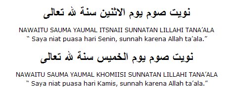 Niat Puasa Isnin